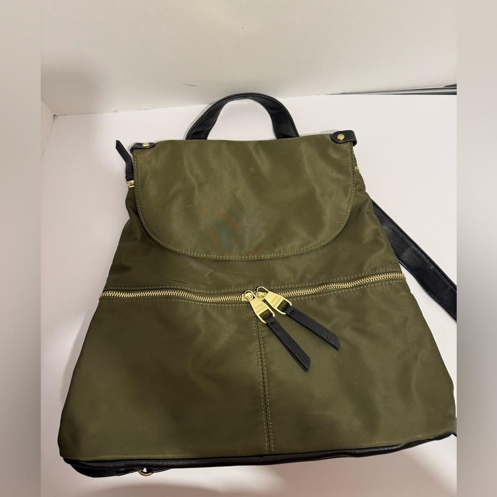 Steve Madden Spencer Backpack Olive Green Nylon Double strap top handle